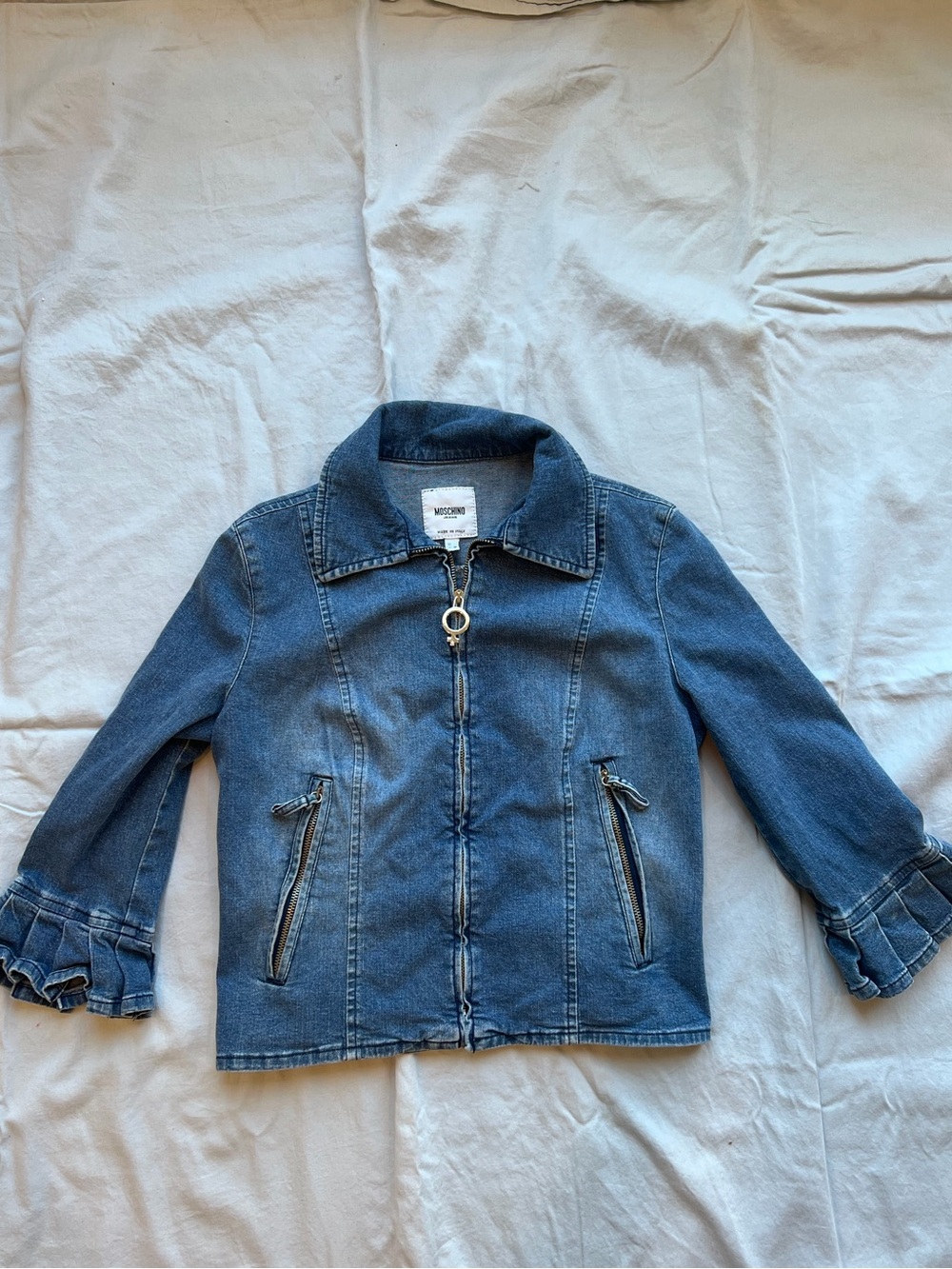 Moschino Blue Denim Zip-Front Jacket Vintage - Picture 9 of 12